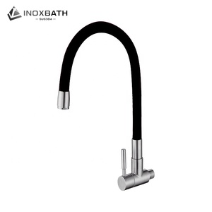 Grifo De Fregadero De Cocina De Latón De Una Manija Níquel Cepillado Con Rociador Extraíble, , large
