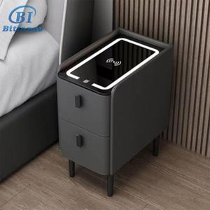 <span class=keywords><strong>Table</strong></span> de chevet étroite et élégante avec chargeur sans fil, lumière LED à induction, petit tiroir, gain de place, <span class=keywords><strong>table</strong></span> de chevet d'angle pour chambre à coucher - Product Image 2