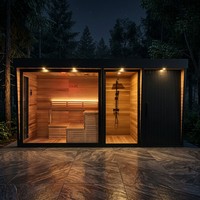 Prix d'usine – Suite de sauna extérieur tout-en-un avec zone de douche, cabine de sauna en bois de cèdre rouge à infrarouge lointain, certifiée CE ISO