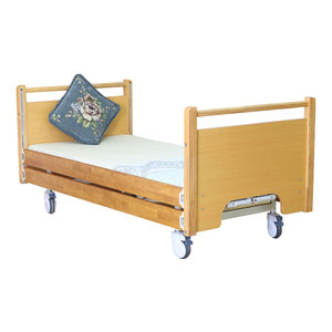 Bonja Manual Home Care <b>Bed</b> Wooden Adjustable Guardrails Hand Cranked Nursing <b>Bed</b> <b>For</b> Elderly Patients - Product Image 1