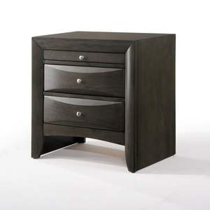 DB Ireland Modern Luxury <b>Nightstand</b> Gray Oak Finish <b>Smart</b> 2-Drawers Bedside Cabinet for Apartment Bedroom European Style Panel - Product Image 1