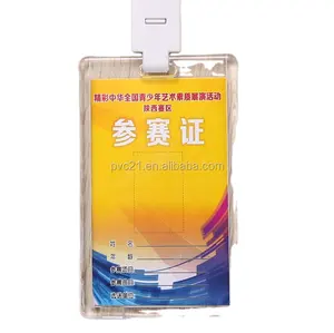 Özel PVC plastik kimlik kartı tutucu yüksek kaliteli rozet tutucu kristal otobüs kartı sahibi