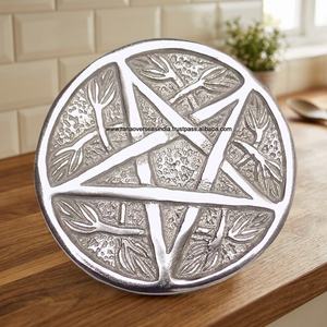 Aluminium Pentagram Durable Aromatic Indian Incense Sticks <b>Burner</b> Holder in Round Shape 5x5 Inch Nickel & Polish for Office Home - Product Image 3