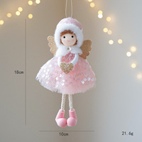 Décoration de Noël : Pendentif Fille en Tissu, Chapeau en Peluche Fileté, Ange aux Grands Yeux