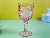 Verre à vin transparent personnalisé en verre sodocalcique de style américain, gaufré, couleur sur mesure, capacité 301-400 ml, idéal pour cadeaux d'affaires, vente en gros