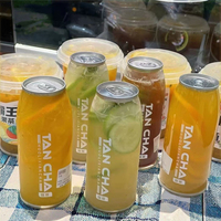 Boîte de boisson en plastique transparente de 250 ml, 330 ml, 400 ml, 500 ml, 650 ml avec couvercles en aluminium pour boissons énergisantes, sodas et jus