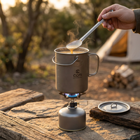 Pot de cuisson léger pour le camping en plein air, en titane pur, capacité 750 ml, design moderne minimaliste, poignée pliable, conception suspendue