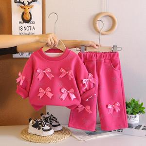 Nouvel ensemble sweat-shirt et pantalon à nœuds multiples motif dessin animé pour petites filles, collection printemps-automne 2026 - Product Image 2