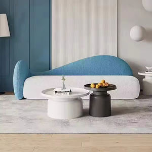 Juego de <span class=keywords><strong>Mesa</strong></span> de Centro Redonda Moderna de Color Blanco, <span class=keywords><strong>Mesa</strong></span> Redonda de Centro para Sala de Estar, <span class=keywords><strong>Mesa</strong></span> de Té Rústica de 2 Piezas - Product Image 3