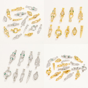 Nantong <b>Snake</b> Shape Clasp 18K Gold White Gold Cubic Zirconia DIY Jewelry Connector Findings Components - Product Image 4