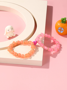 Venta al por mayor de color caramelo con cuentas BFF pulsera conjunto de 2 piezas pulsera de corazón magnético para amigos - Product Image 4