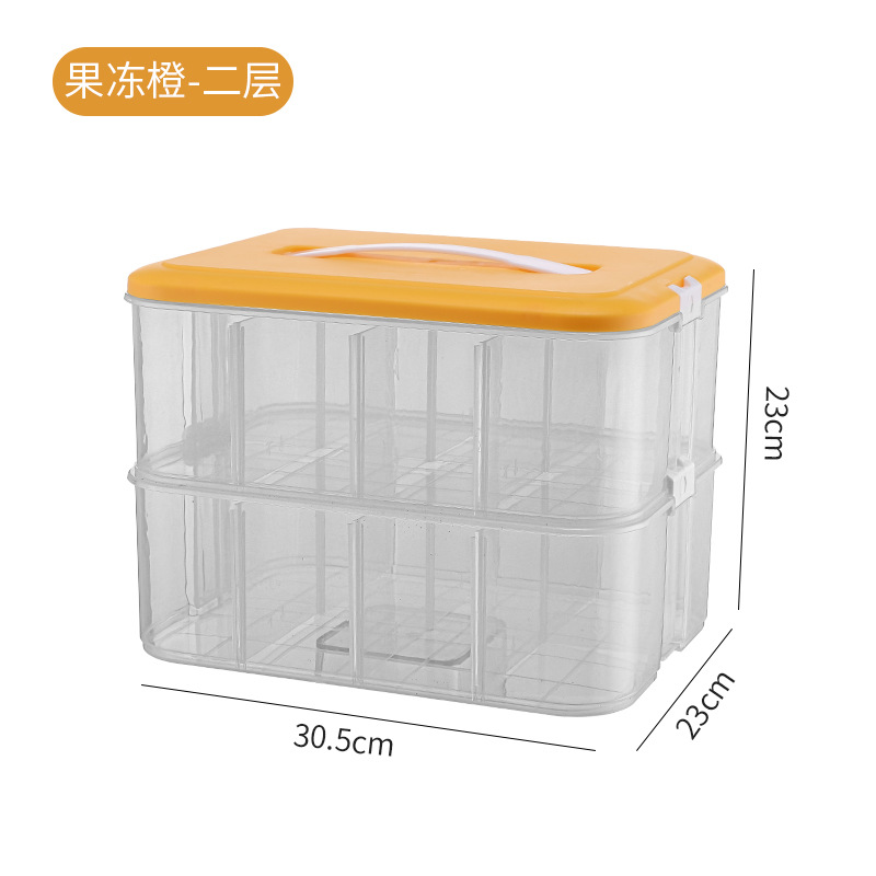 Caja de almacenamiento gruesa de dos capas, naranja gelatina