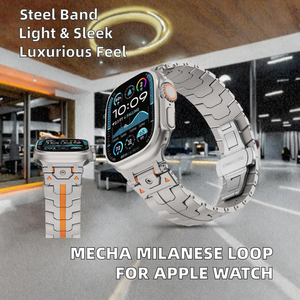 Bracelet Milanese Loop de style Mecha, luxe, léger, avec fermoir papillon magnétique en acier inoxydable pour montre Ultra1/2 49mm Series - Product Image 2
