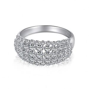 Bague de fiançailles et de mariage Dylam Sparkle Design en argent S925 plaqué rhodium, large, multicouche, avec zircone cubique 5A - Product Image 1