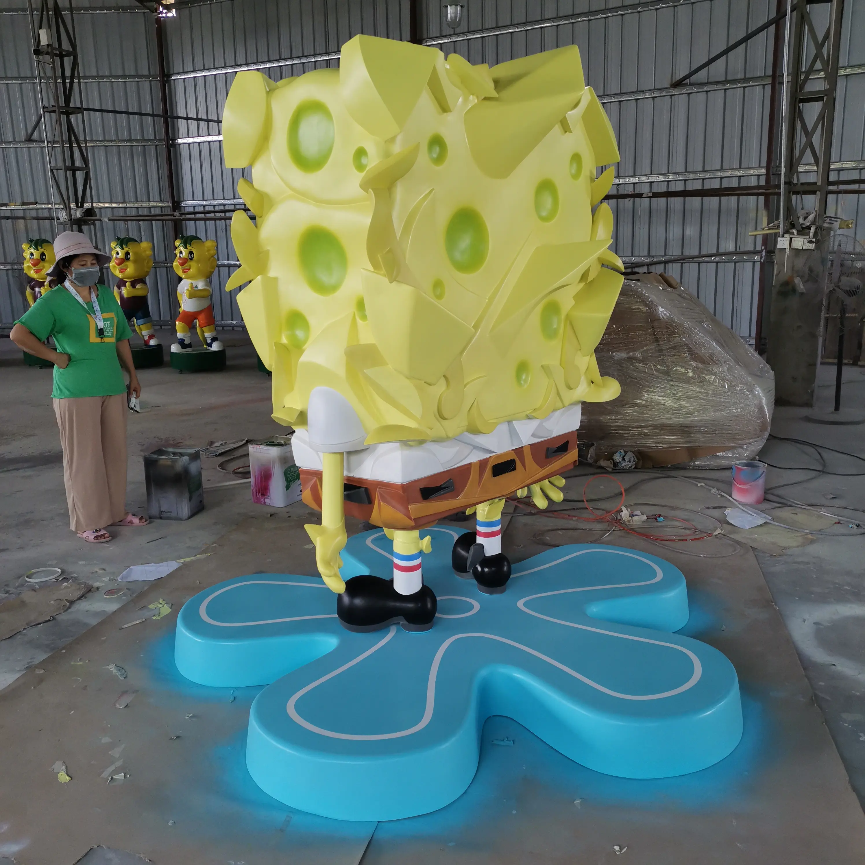 Fiberglass H200cm yellow SpongeBob statue Decoration