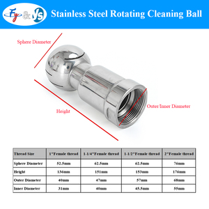 Vòi phun rửa chai bằng thép không gỉ SS304 SS316L, vòi phun xoay làm sạch CIP cho bồn, vòi rửa bồn, vòi làm sạch - Product Image 3