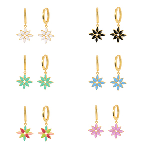 Boucles d'oreilles pendantes émail étoile d'anis style coréen, colorées, tendance, avec breloque étoile, cadeaux - Product Image 1