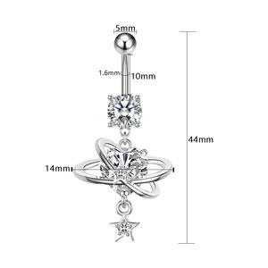 Anillo <span class=keywords><strong>de</strong></span> <span class=keywords><strong>Ombligo</strong></span> <span class=keywords><strong>de</strong></span> Zirconia con Diseño <span class=keywords><strong>de</strong></span> Estrella y Corazón, <span class=keywords><strong>de</strong></span> Acero Inoxidable, Joyería Sexy para Piercing Corporal - Product Image 5