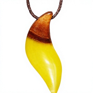 Collier pendentif en résine époxy fait main, incrustation bois bleu-vert, bijou artistique de forme irrégulière, technique de moulage, pièce de collection - Product Image 2