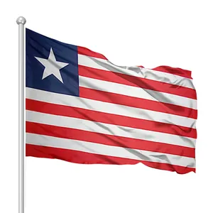 Liberia flag color is bright and not faded polyester tape eye 3 x 5 ft