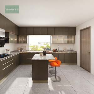 YAMAN Elegant Kitchen Cabinet in Matte Glossy White Foshan Factory's Durable <b>Wood</b> PVC Design - Product Image 5