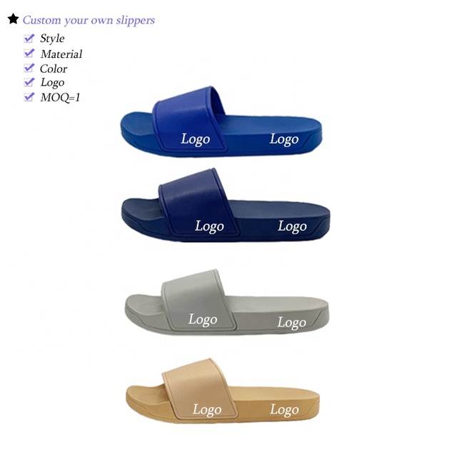 Manufacturer Hotel Slipper Brand Logo Shoes Custom Print Design Men Sandal Slides Rubber Embossed Custom Logo Slippers Women Men