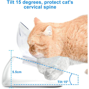 Çift 15 yükseltilmiş şeffaf plastik şeffaf kedi çanak besleyici kaseler evcil hayvan maması kedi kaseler yükseltilmiş <span class=keywords><strong>Stand</strong></span> kediler ve küçük köpekler - Product Image 2
