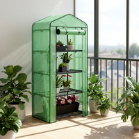 Mini serre portable à 4 niveaux avec couverture en maille PE et porte à fermeture éclair enroulable pour balcon, patio, jardin