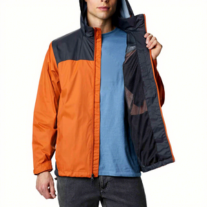 Unisex <b>Long</b> Sporty Hooded <b>Jacket</b> Lightweight Full Zip Windbreaker Color Block Outdoor Casual Custom Logo - Product Image 4