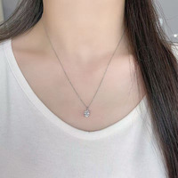 Collane e Pendenti in Platino Pt950 con Diamanti Sintetici Ovali, Minimalisti, Delicati, Regolabili, con Catene Sottili per Donne