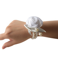 Homme Mariage Boutonnière Soie Roses Poignet Corsage Bracelet Demoiselle D'honneur Fleurs Témoin Boutonnière Costume Accessoires