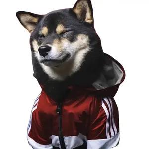 Hot Selling Luxury Pet Cloth Three Stripes Jacket Fashion Sporty Pet Apparel Accessories Cool Outwear Water-resist Windbreaker