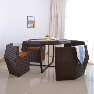 Tables et chaises <span class=keywords><strong>de</strong></span> salle <span class=keywords><strong>à</strong></span> <span class=keywords><strong>manger</strong></span> d'extérieur au design moderne et durable, en rotin tressé créatif pour villas, jardins, hôtels, salons, maisons d'hôtes - Product Image 5