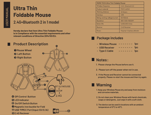 Ratón Inalámbrico LED para Juegos MOMO TECH Ultra Delgado con Logotipo de Marca Personalizado, Diseño Plegable Tipo Origami - Product Image 6