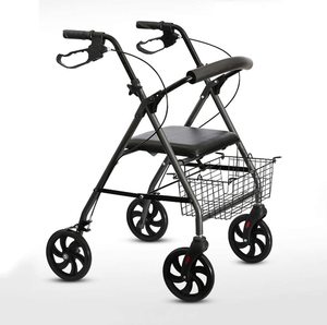 Có thể điều chỉnh cánh tay gấp rollator với 8 inch bánh xe thép hỗ trợ 300 lbs 8 inch cán Walker cho phục hồi chức năng điều trị - Product Image 2