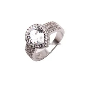 special design jewelry AAA zircon pave white gold plated brass 925 italian silver ring for women