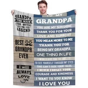 <b>Blue</b> Quilted Grandma Quotes Flannel <b>Blanket</b> <b>Throw</b> <b>Blanket</b> Nap <b>Blanket</b> Machine Washable Fade Resistant for Bedroom Living Room - Product Image 2