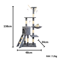 Arbre à Chat Tour de Luxe Moderne en Bois Massif MDF Personnalisé Interactif avec Poteaux à Griffer en Sisal pour Grossistes
