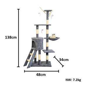 Toptan Modern lüks masif ağaç MDF özel kedi ağacı kınamak interaktif üst Sisal ahşap kedi kulesi tırmalama mesajları - Product Image 2