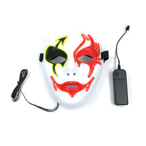 Máscara de silicona con forma de gato pintada a mano con luz LED Sexy Street Dance Hip-Hop Ghost Mask Men Halloween Horror Cosplay Decor Payaso - Product Image 6