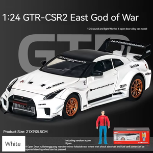 Commercio all'ingrosso 1:24 pressofusa <span class=keywords><strong>Nissan</strong></span> GTR-CSR2 in lega di auto modello decorazione suono e luce giocattolo sportivo in metallo auto giocattolo per bambini - Product Image 4