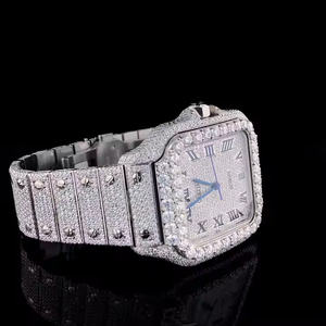 Reloj de Negocios para Hombre, Caja Cuadrada, Piedras de Diamante Moissanite, Movimiento de Cuarzo, Caja de Aleación de Acero Inoxidable de Lujo, Moda Formal - Product Image 1