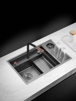 Éviers de cuisine multifonctions cachés à marches hautes et basses de qualité supérieure avec lave-gobelet pour la cuisine