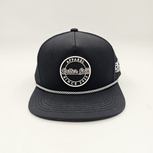 Casquette de golf 5 panneaux Collection Boutique, avec logo en silicone personnalisé, style vintage avec cordon, faible MOQ, service de personnalisation de marque OEM - Product Image 4
