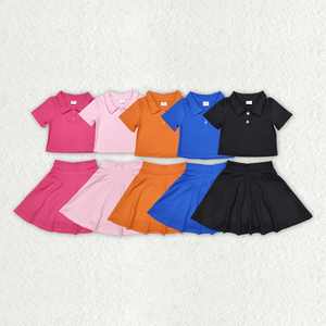 Conjunto Deportivo de 5 Colores para Niñas, Camiseta de Manga Corta, Falda, Pantalones Cortos, Ropa Deportiva de Boutique para Yoga - Product Image 1