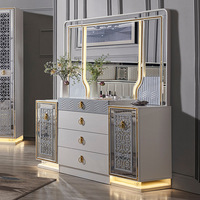 Lit King Size de Luxe en Bois Massif Italien et Allemand, Rose, Pas Cher, pour Chambre Parentale, Ensemble de Meubles de Chambre Doux avec Rangement