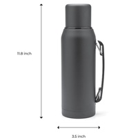 Botella de Agua de Gran Capacidad con Aislamiento al Vacío de Acero Inoxidable 304 de 1000 ml para Acampar al Aire Libre, con Asa Retráctil Integrada