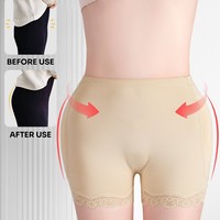 여성용 패드 내장 힙업 보정 팬티, 엉덩이 보정 및 복부 보정 효과, 힙 강화 숏팬츠, 플러스 사이즈 레이스 장식 보정 속옷