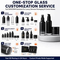 Ensemble de flacons en verre noir mat personnalisés, flacon pulvérisateur de lotion en verre à base lourde avec protection UV, pot de crème, fabricant d'emballages OEM ODM