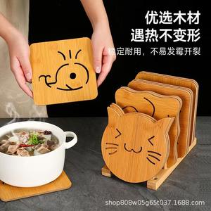 แผ่นรองแก้วไม้ลายการ์ตูนรูปทรงไม่สม่ำเสมอ แผ่นรองกันความร้อนไม้เนื้อแข็งสำหรับใช้กับแก้วกาแฟบนโต๊ะ - Product Image 5